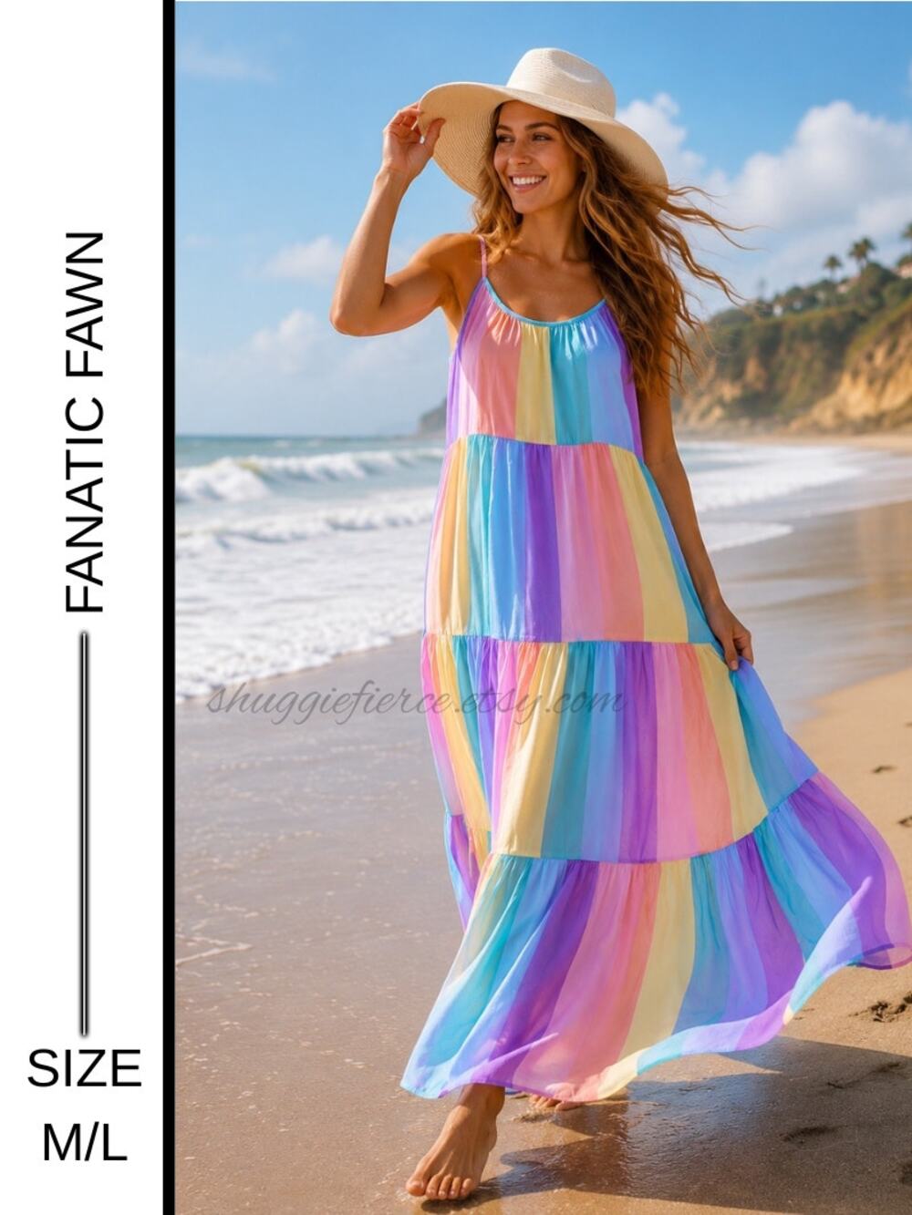 ✨MSRP: $79 | Fanatic Fawn Colorful Chiffon Maxi Dress | NWT | Size L (fits M-L)✨